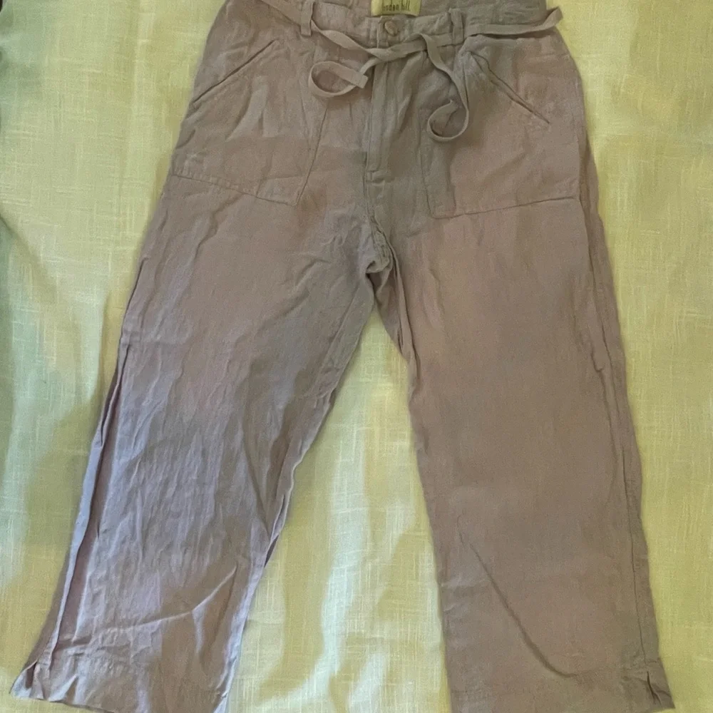 Linden Hill 100% Linen Purple Pastel Pants Relaxed Fit Cropped - Picture 6 of 12